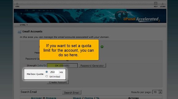 Cpanel Mailbox Quota