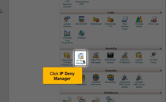 ip deny manager IP deny managed in cPanel